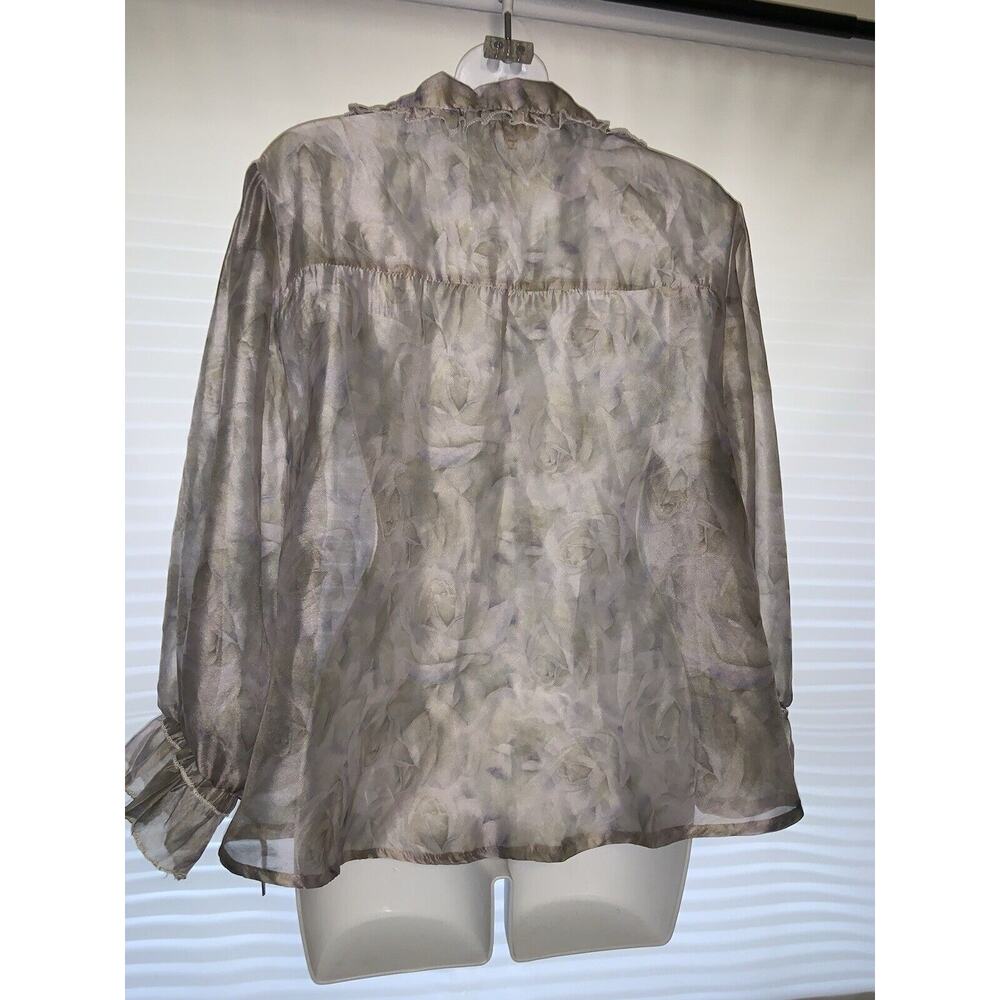 POL Floral Sheer Long Sleeve Ruffle Top Size Small - Picture 3 of 7
